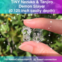 Load image into Gallery viewer, TINY 0.5 &amp; 0.7 inch (0.125 inch deep) Demon Slayer Nezuko &amp; Tanjiro Silicone Mold for Custom Shaker Bits or Earring Studs Resin Deco Bag Charms DIY

