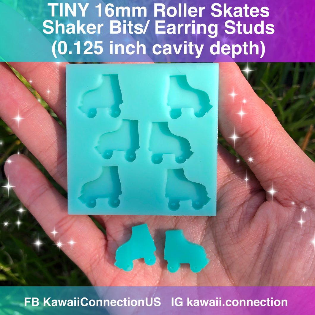 TINY 16mm Roller Skates at 0.125 inch deep Shaker Bits Earring Studs Silicone Mold Palette for Resin Deco Charms DIY