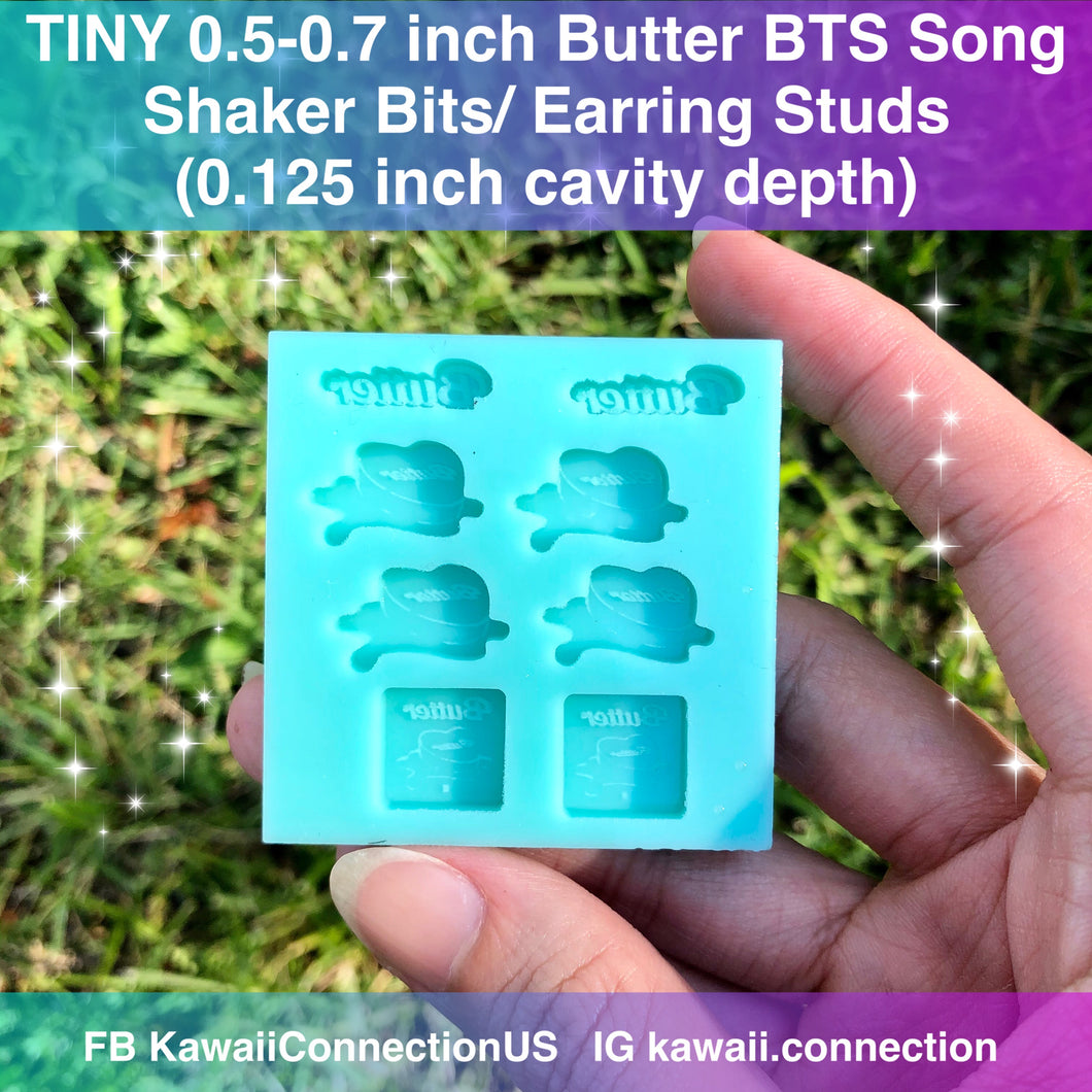 TINY 0.7 inch Butter Song Insignia K-Pop BTS at 0.125 inch deep Shaker Bits Earring Studs Silicone Mold Palette for Resin Deco Charms DIY