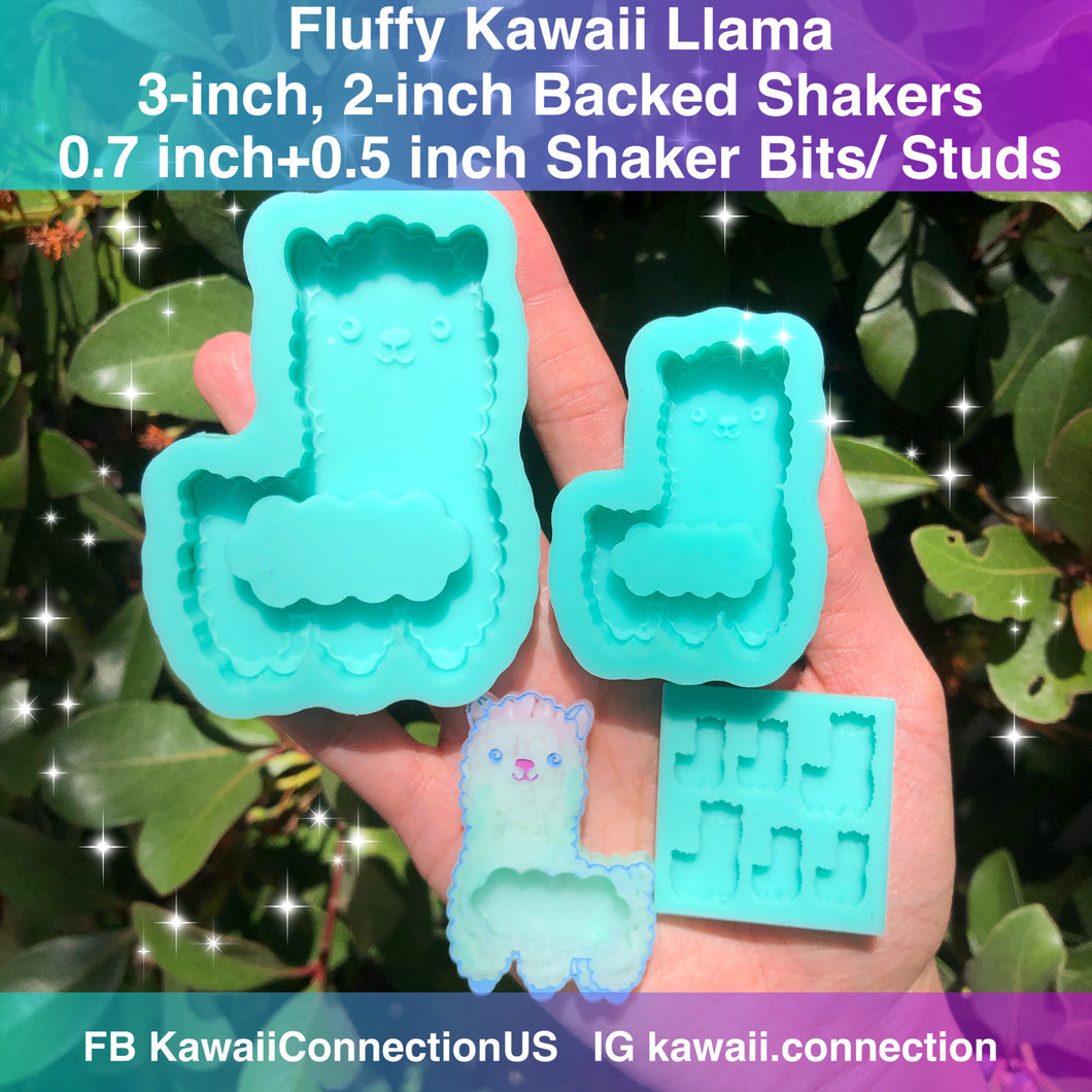 1.5 inch, 2 inch or 3 inch Fluffy Llama Backed Shaker or Shaker Bits/ Earring Studs Silicone Mold for Resin