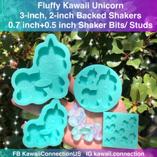 Load image into Gallery viewer, 2 inch or 3 inch Fluffy Unicorn Backed Shaker or Shaker Bits/ Earring Studs Silicone Mold for Resin
