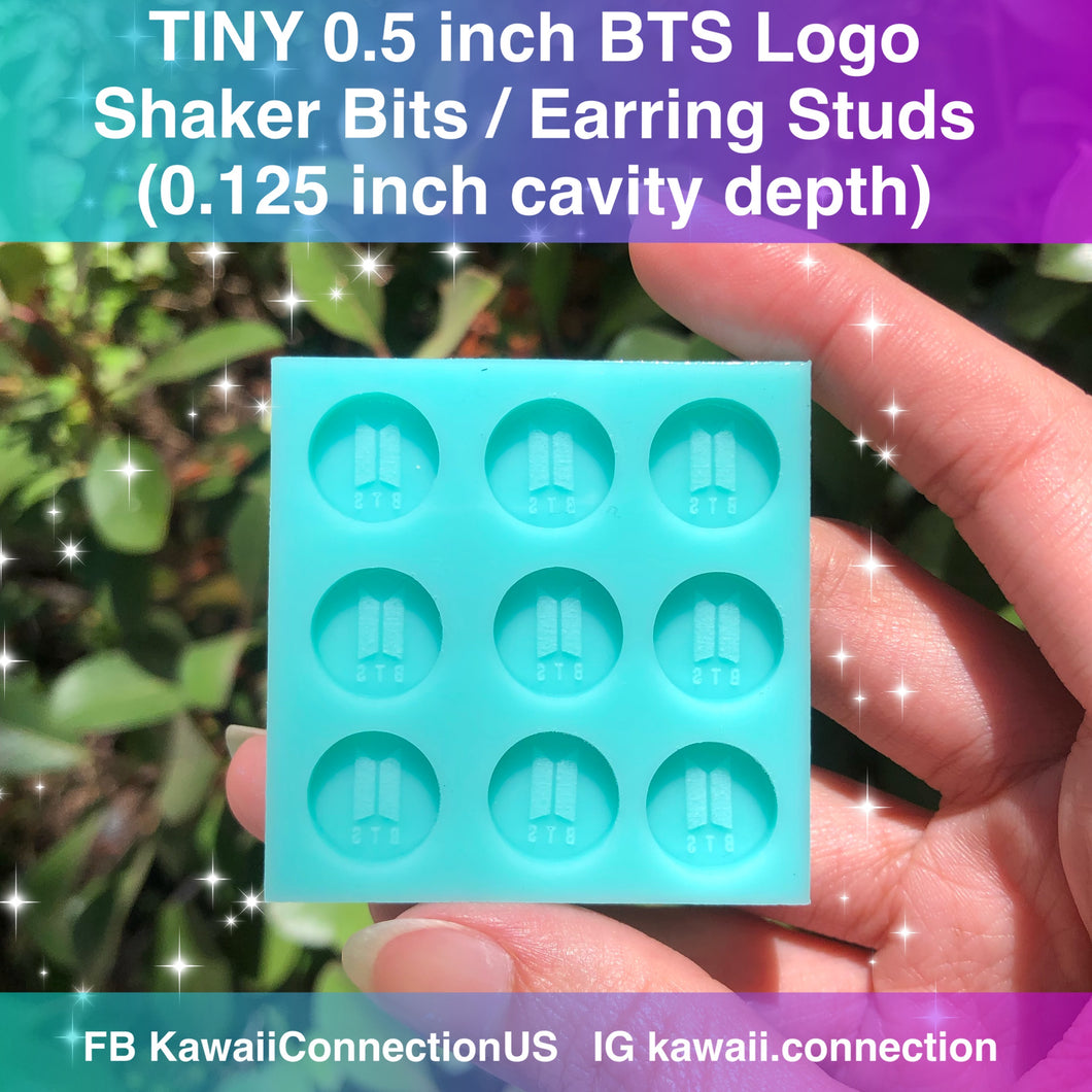 TINY 0.5 inch BTS Logo K-Pop at 0.125 inch deep Shaker Bits Earring Studs Silicone Mold Palette for Resin Deco Charms DIY