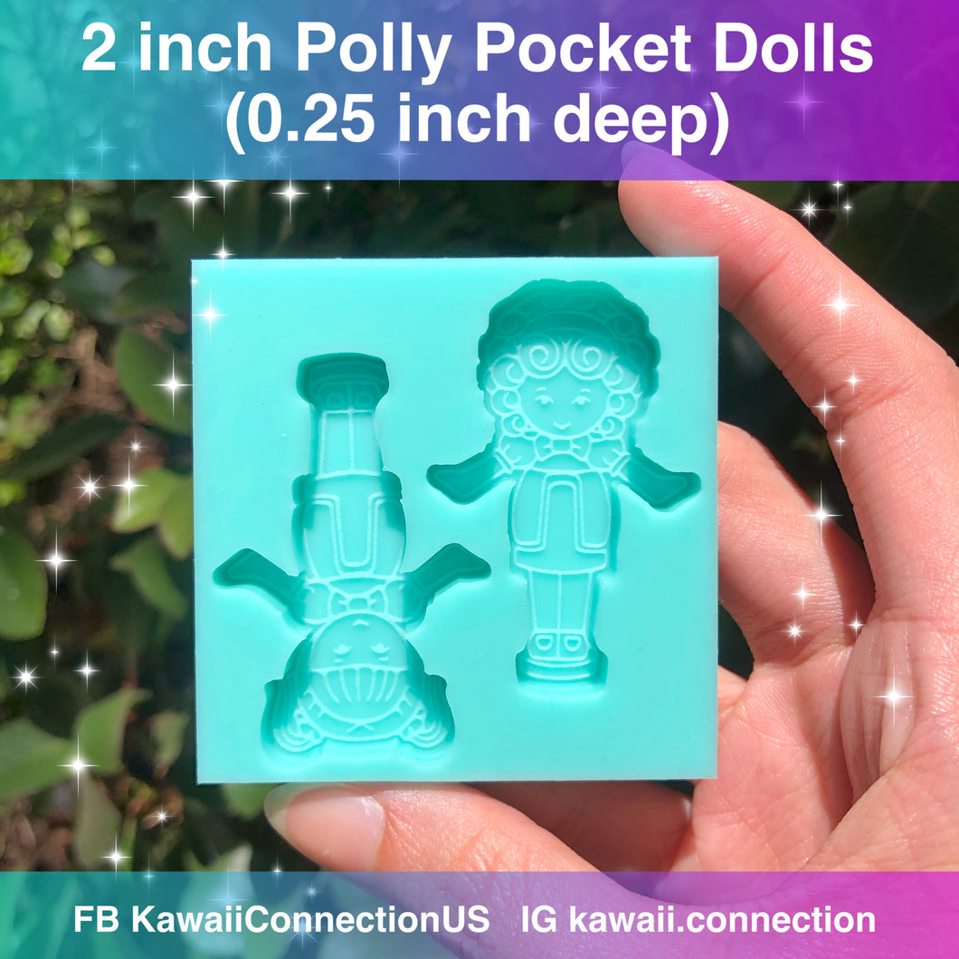 2 inch Polly Pocket Dolls (0.25 inch deep) Silicone Mold Palette