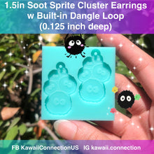 Load image into Gallery viewer, 1.5 inch Pair (0.125 inch deep) Soot Sprite Bunch Earrings w Loop from Ghibli&#39;s Spirited Away Silicone Mold Palette for Resin Plaster Wax Melts Charms DIY
