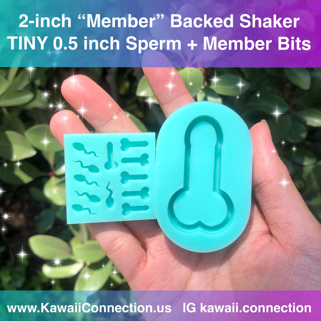 2 inch (length) Penis Backed Shaker & TINY 0.5 inch Sperm + Penis Shaker Bits Silicone Mold for Resin