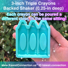 Load image into Gallery viewer, Crayons Back to School *you choose* 2-inch or 3-inch, Flat or Backed Shaker, Single or Triple Silicone Mold for Epoxy Resin
