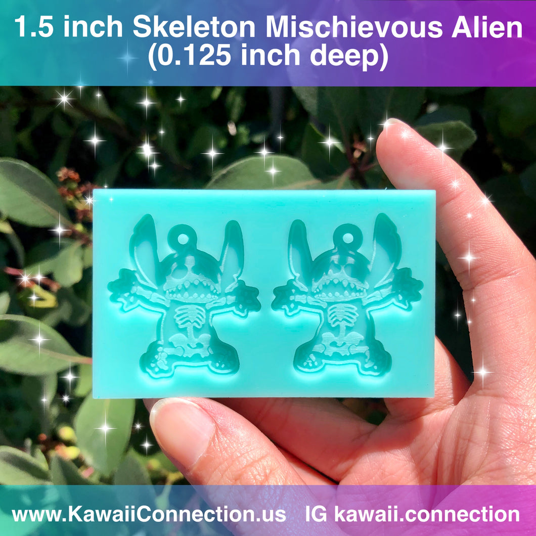1.5 inch (0.125 inch cavity depth) Skeleton Stitch w Loops -insane details!! - Silicone Mold for Resin Dangly Earrings or Charms
