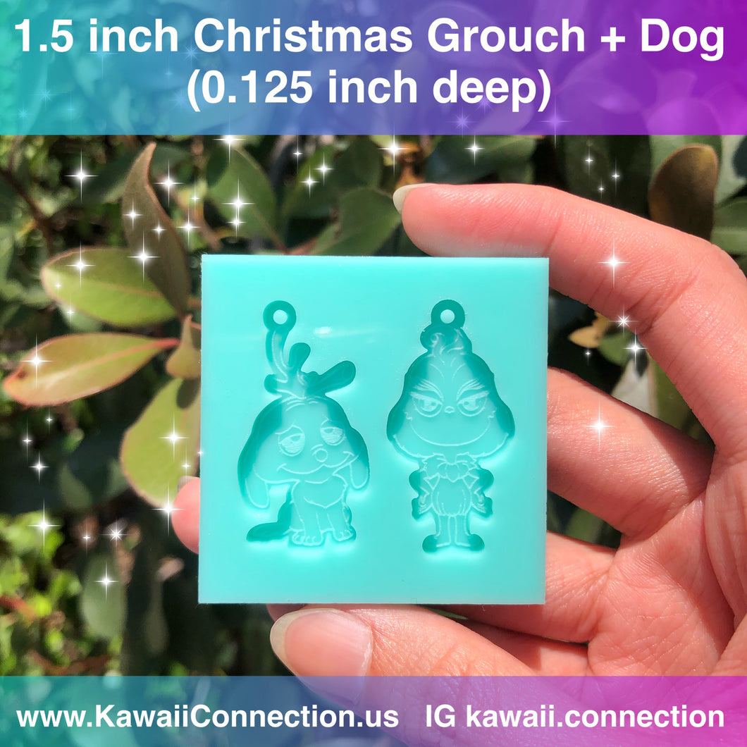 1.5 inch tall Grouch & Max (0.125 inch deep) Silicone Mold for Mismatched Resin Dangly Earrings or Charms