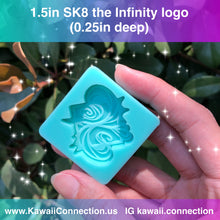 Load image into Gallery viewer, SK8 the Infinity Logo, Reiki &amp; Langa Skateboard Anime *YOU CHOOSE* (0.25 inch cavity depth) Silicone Mold for Custom Resin Charms and Pins
