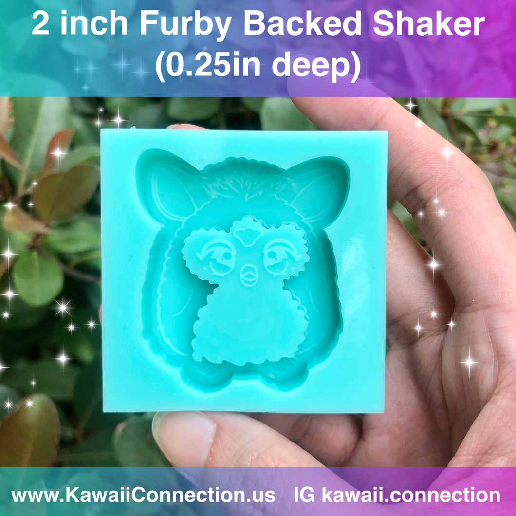 2 inch Kawaii Furby Backed Shaker (0.25 inch cavity depth) Silicone Mold for Resin