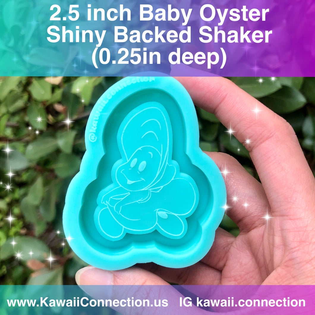 2.5 inch tall (0.25 inch cavity depth) Baby Oyster Shiny Backed Shaker Silicone Mold for Resin