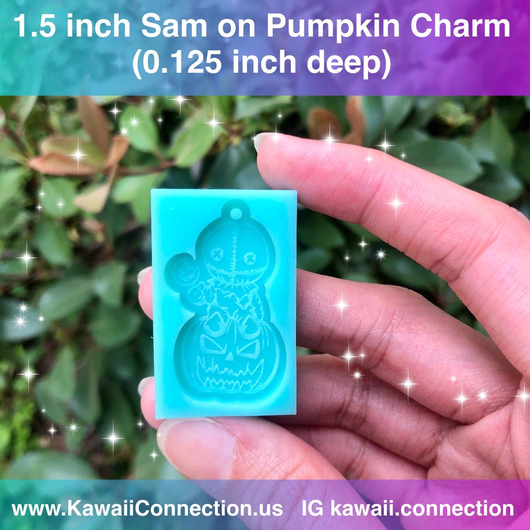1.5 inch (0.125 inch deep) Pumpkin with Loop Silicone Mold for Resin Dangly Earrings Zip Pull, Stitch Marker or Charms