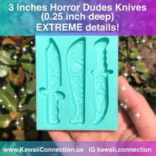 Load image into Gallery viewer, 3 inch long Horror Dudes Decorative Knives (0.25 inch deep) Silicone Mold for Custom Resin Accessories
