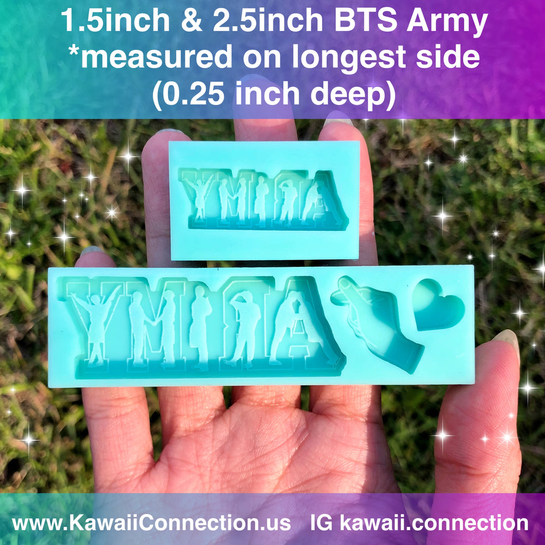 1.5 inch or 2.5 inch BTS Army for KPop Fans (0.25 inch deep) Silicone Mold for Custom Resin Accessories