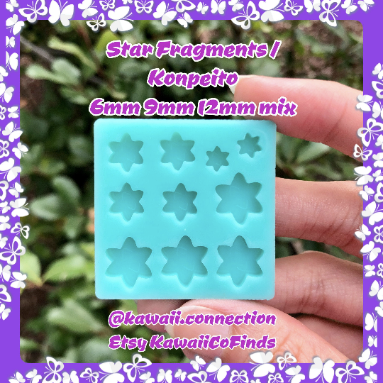 TINY 6mm 9mm 12mm Mix Star Fragment or Konpeito Shaker Bits Silicone Mold Palette for Resin Deco Bag Earrings Studs Shaker Charms DIY