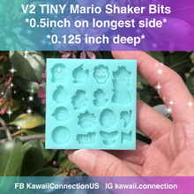Load image into Gallery viewer, V1 TINY 0.5 inch Racing Game Dino Mushroom Banana Bullet Piranha Princess Game Shaker Bits Silicone Mold Palette for Resin Deco Earrings Studs Shaker Charms DIY
