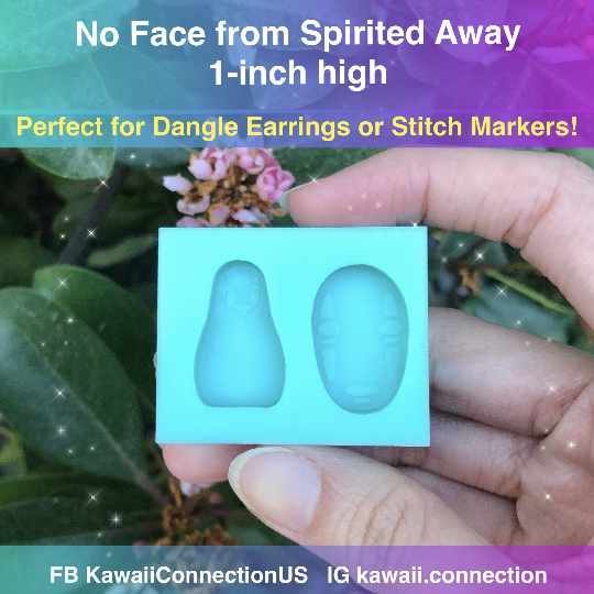 1 inch No Face Kaonashi Studio Ghibli Spirited Away Silicone Mold Palette for Resin Plaster Wax Melts Deco Charms DIY