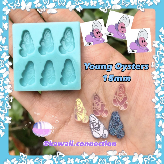 TINY 15mm Young Little Oyster from Wonderland Shaker Bits Silicone Mold Palette for Resin Deco Bag Earrings Studs Shaker Charms DIY