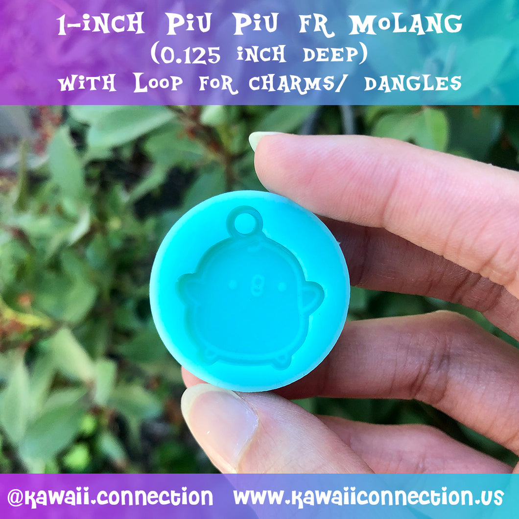 1 inch (0.125 inch deep) Piu Piu from Molang Charm w Loop Silicone Mold Palette for Resin Stitch Marker Zipper Pull Charms DIY