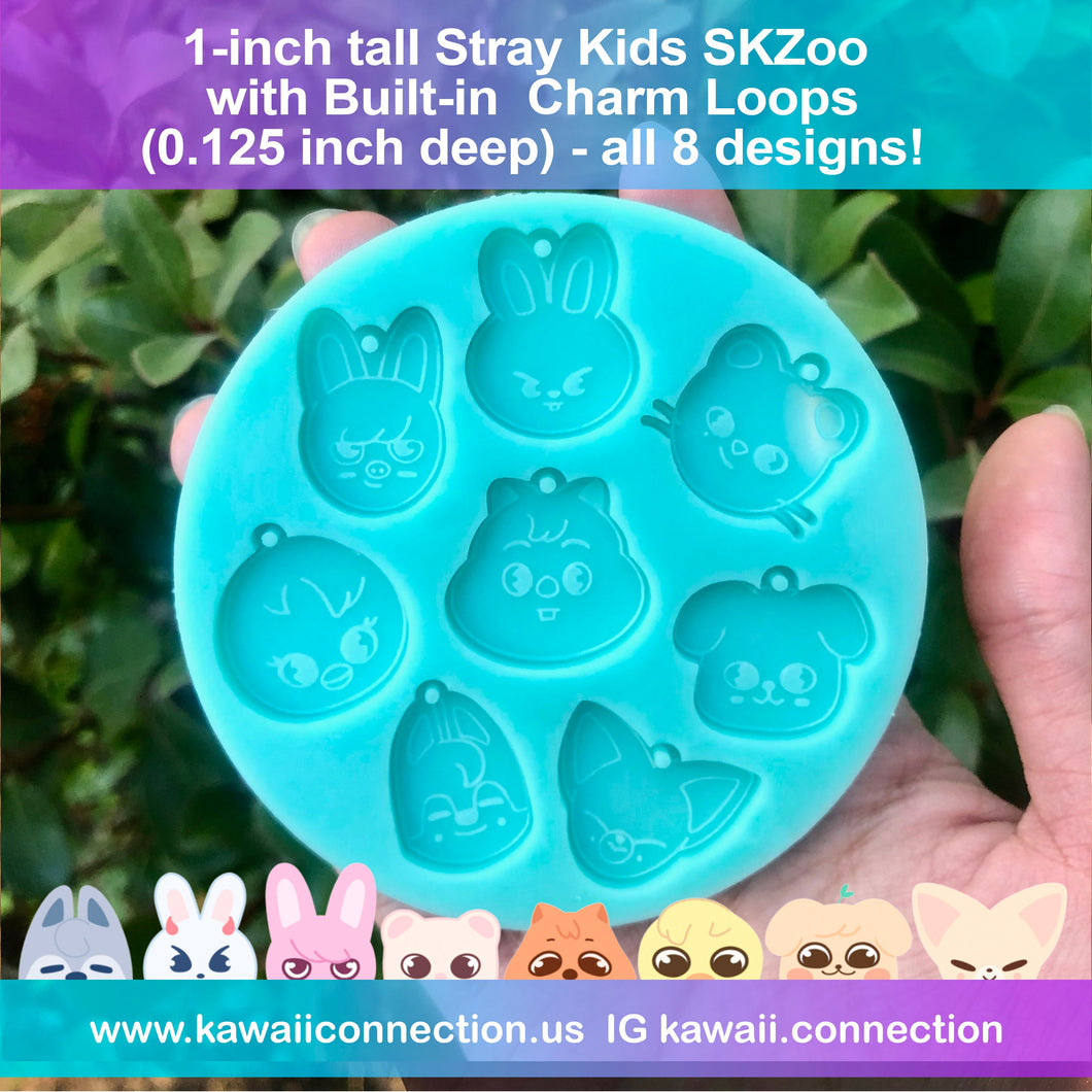 TINY Stray Kids SKZoo 0.5 inch Shaker Bits or Earring Studs (0.125 inch deep) K-Pop Silicone Mold for Resin