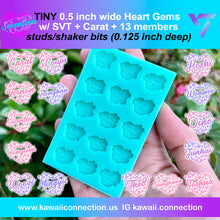 Load image into Gallery viewer, TINY 0.5inch (0.125 inch deep) K-Pop 13-Member Heart Gem Design or Logo +Fandom +Stan Name Shaker Bits/ Earring Studs Silicone Mold
