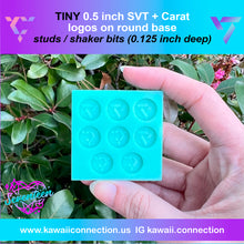 Load image into Gallery viewer, TINY 0.5inch (0.125 inch deep) K-Pop 13-Member Heart Gem Design or Logo +Fandom +Stan Name Shaker Bits/ Earring Studs Silicone Mold
