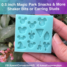 Load image into Gallery viewer, TINY 0.5 inch Magic Mouse Park Snacks Hat &amp; More Silicone Mold Palette for Custom Resin Deco Donut Shaker Charms Cabochons and Stud Earrings
