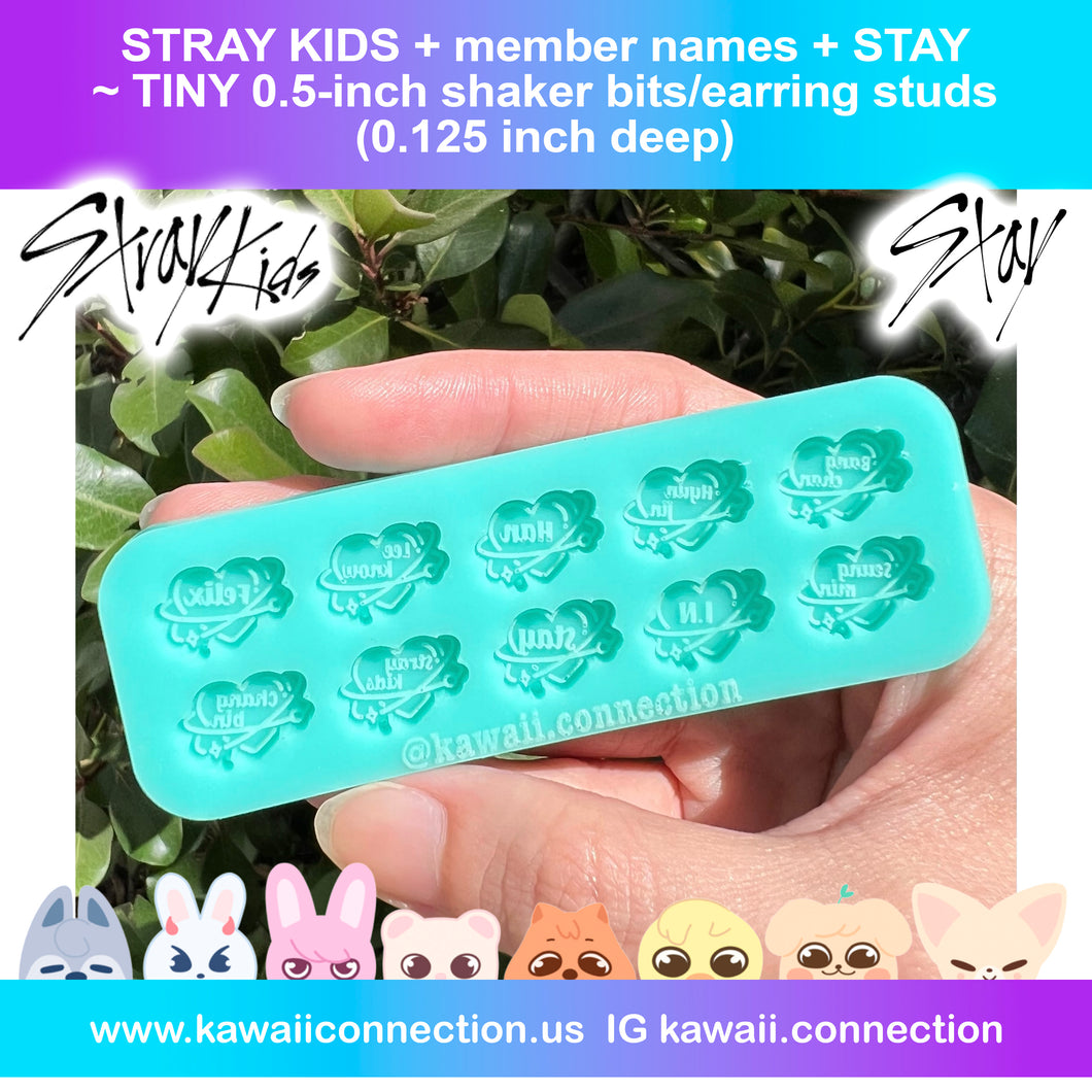 Stray Kids Stay TINY 0.5inch Shaker Bits/ Earring Studs or 1-inch wide Charms with Loop (0.125 inch deep)K-Pop Silicone Mold for Resin