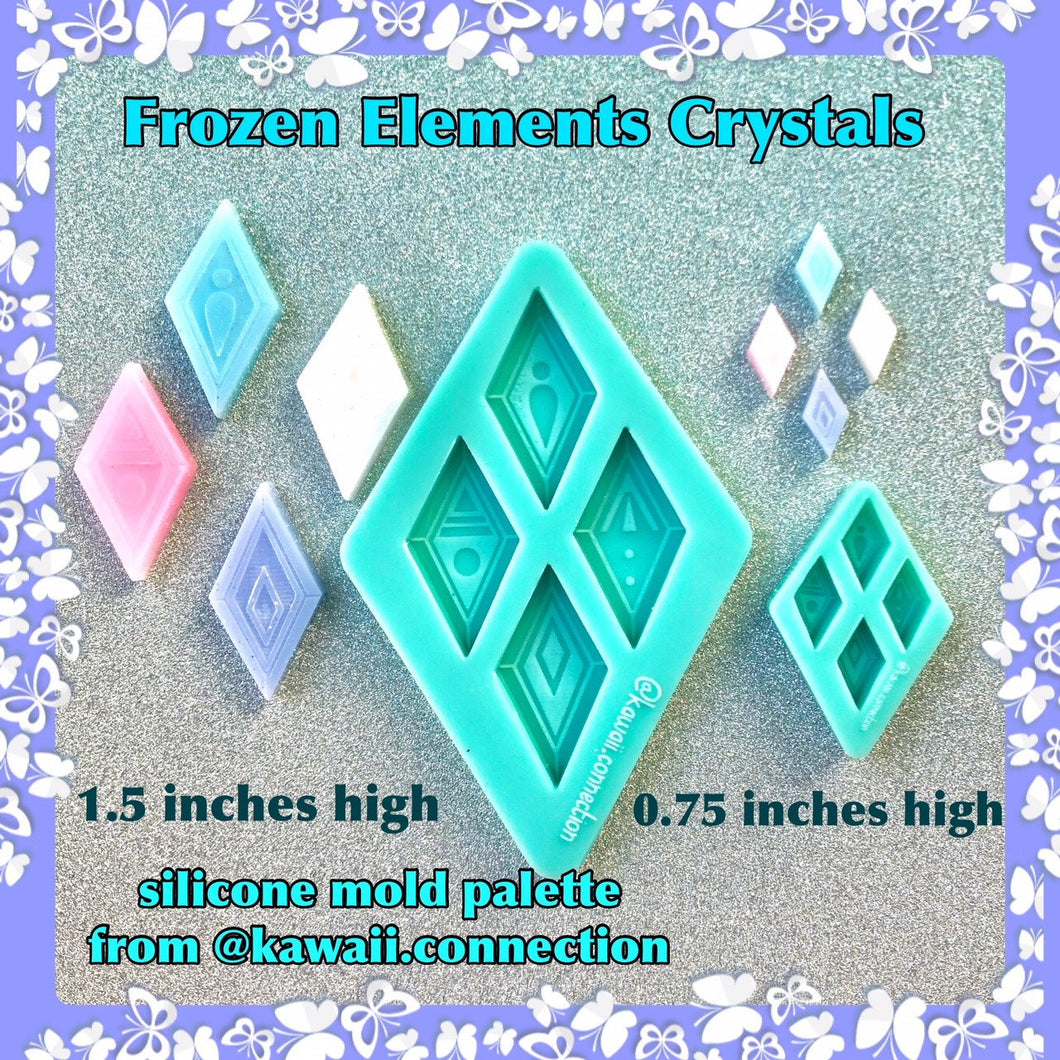 SET of 2 Frozen Elements Crystals Silicone Mold Palettes for Resin Pendants Charms Shaker Cabochons