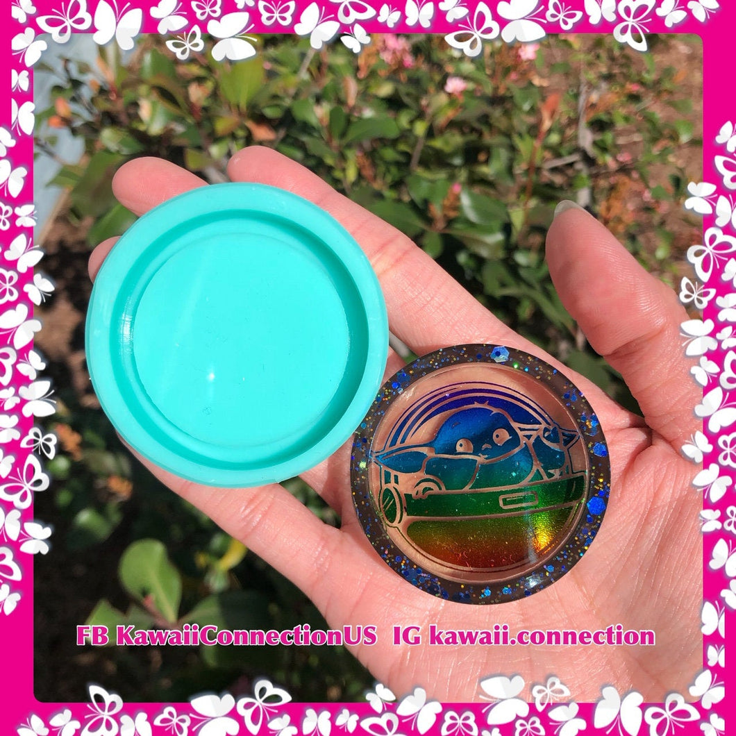 PLAIN Circle (2 inch) Backed Shaker Silicone Mold for Resin Bag and Key Charms