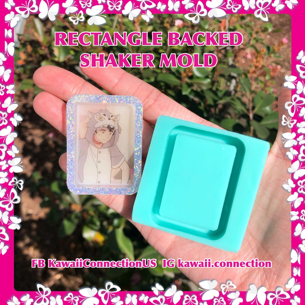 Rounded Rectangle (2 inch) Backed Shaker Silicone Mold for Resin Bag and Key Charms