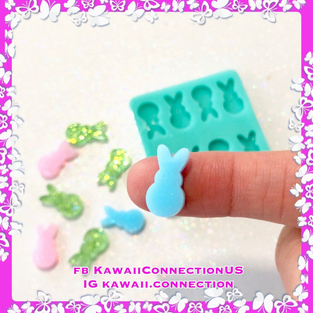 TINY Bunny Easter Peeps Rabbit Silicone Mold Palette for Resin Earrings Charms Shaker Cabochons