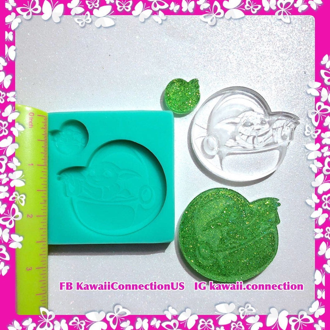 Baby Alien in Pod Resin Silicone Mold for Bag Charms, Key Chains, Phone Deco
