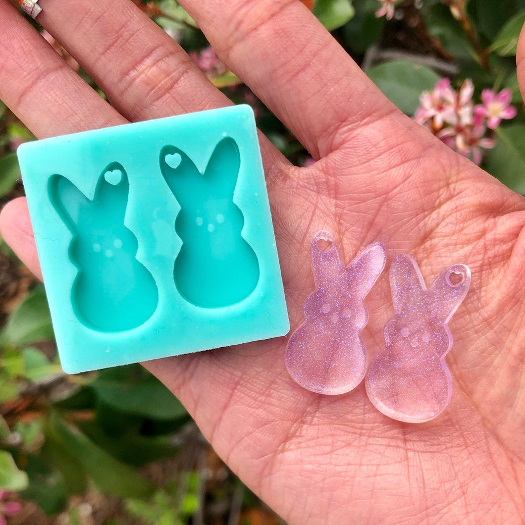 Bunny Easter Peeps Rabbit Silicone Mold Palette for Resin Earrings Charms Pendants Cabochons