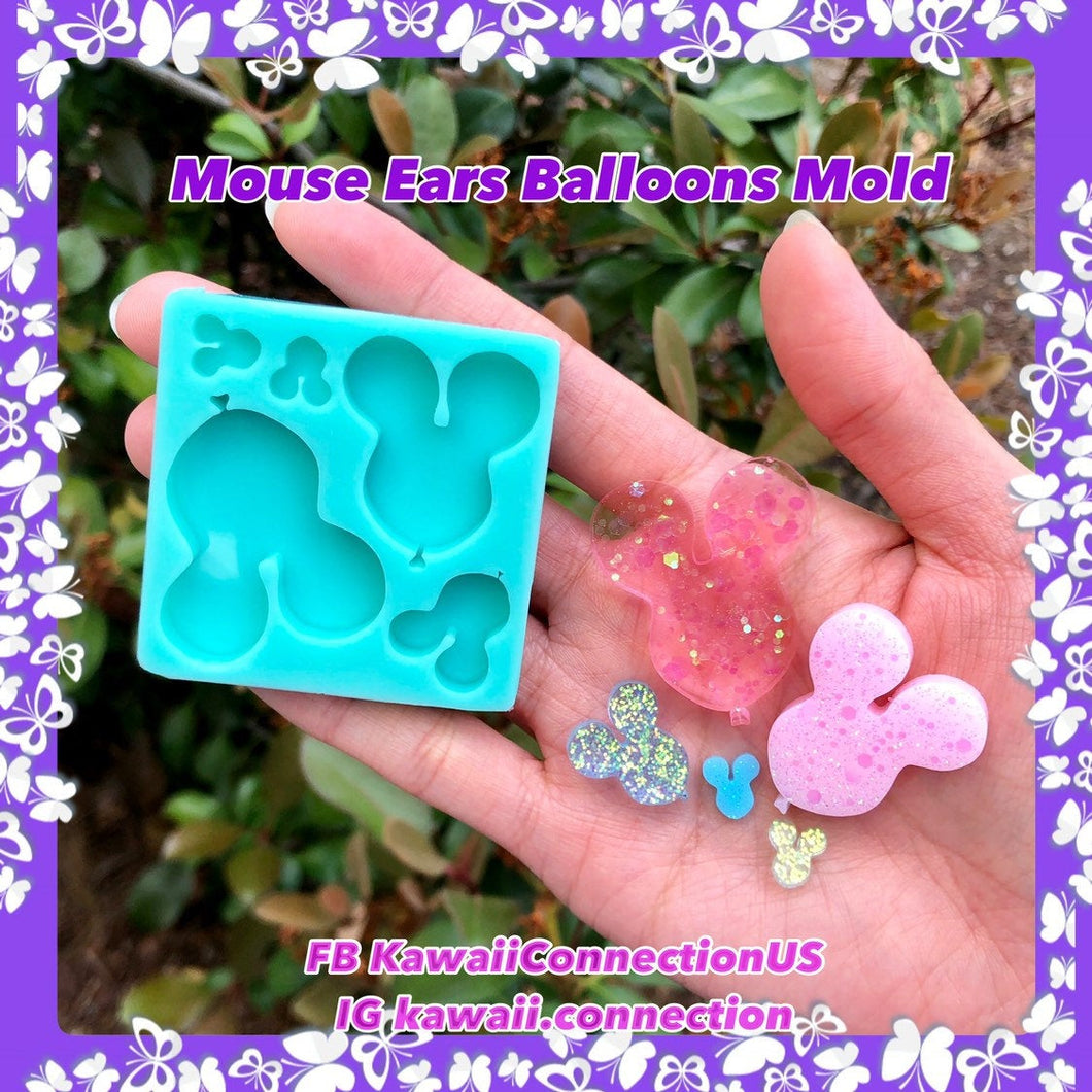 Mouse Ears Balloon Silicone Mold Palette for Resin Pendants Keychain Shaker Charms Cabochons