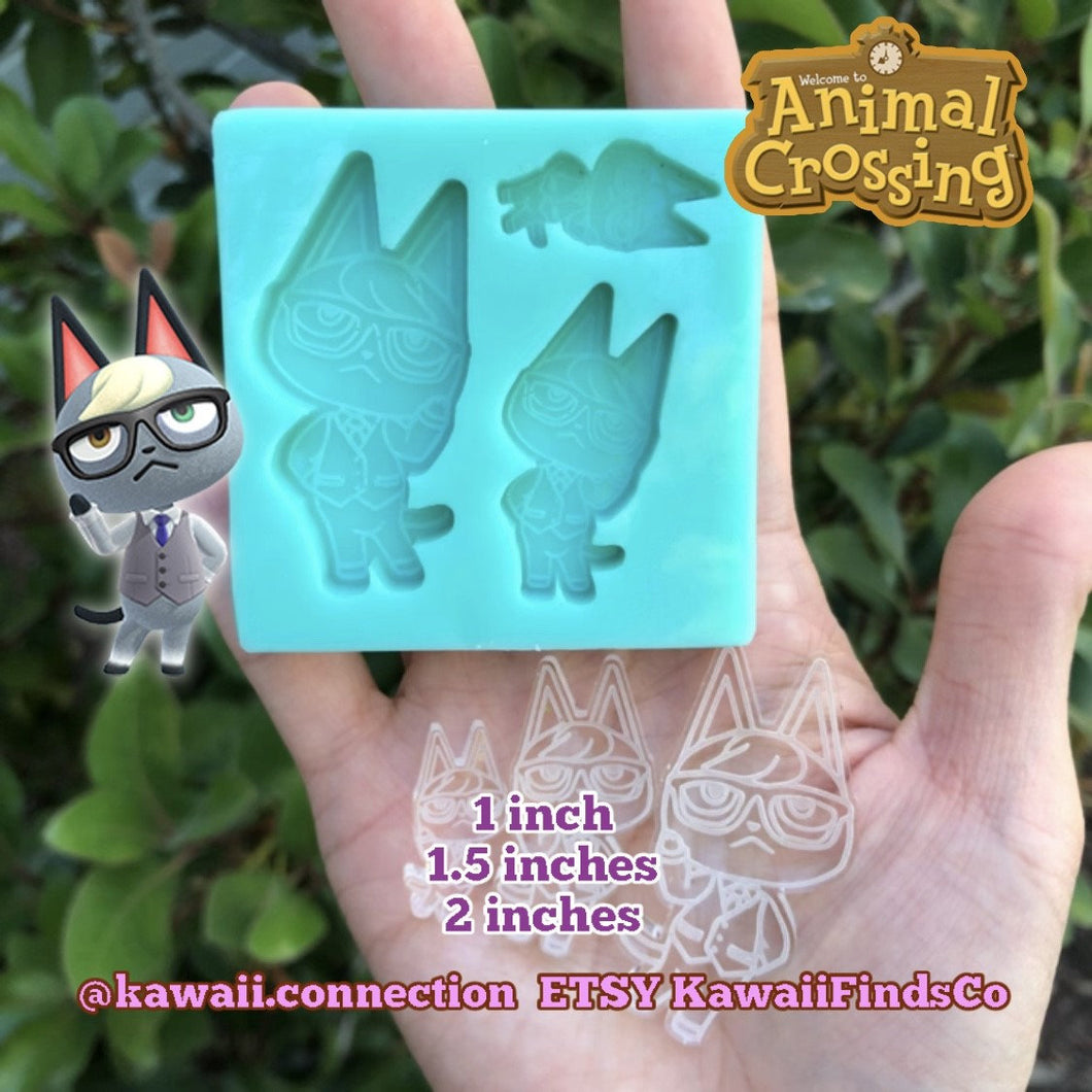 Raymond Cat (3 sizes) from Animal Crossing Switch AC Villager Silicone Mold Palette for Custom Figure for Keychain Charm