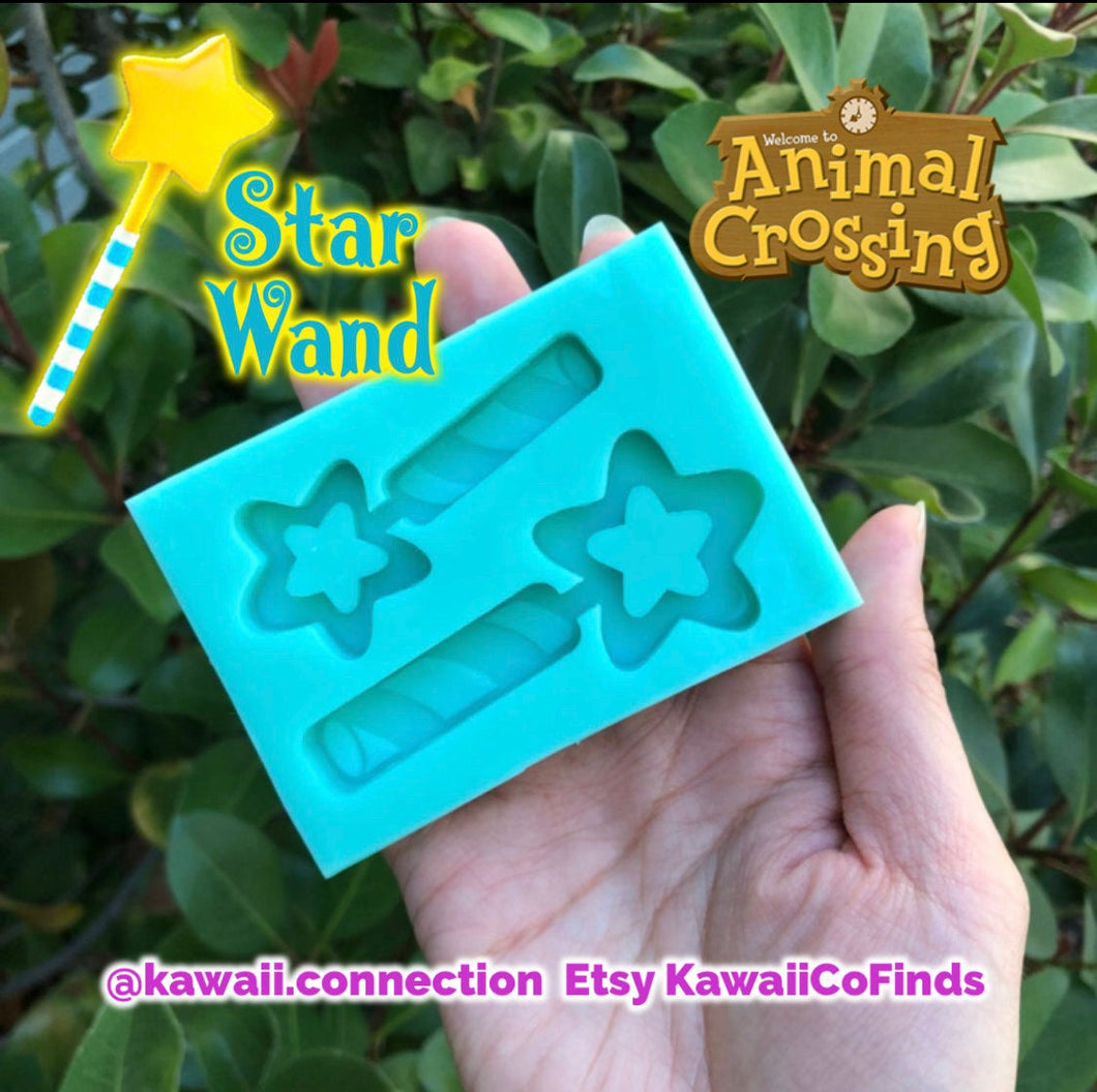 Star Wand Backed Shakers 2.5 inches & 3 inches based on Animal Crossing Switch Game Silicone Mold Palettes for Custom Resin Charms Cosplay