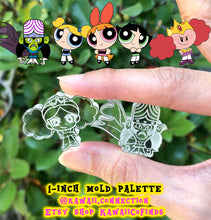 Load image into Gallery viewer, 1-inch high Power Puff Girls Princess Morbucks Mojo Jojo Silicone Mold Palette for Resin Deco Bag  Charms DIY
