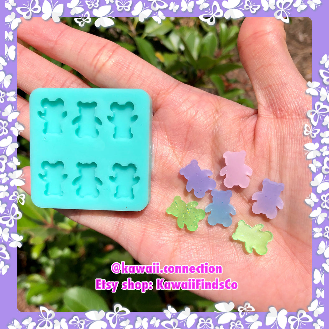 TINY Chubby Bears Silicone Mold Palette for Resin Deco Shaker Bits for Bag Key Earrings Stud Charms DIY