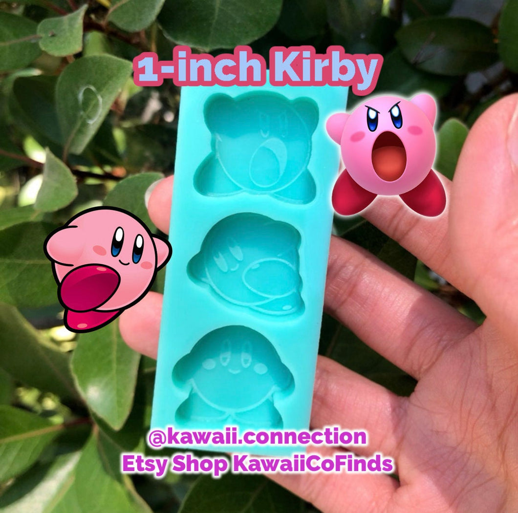 1 inch Kirby 3 Designs Silicone Mold Palette for Resin Phone Deco or Bag Keychain Charms DIY