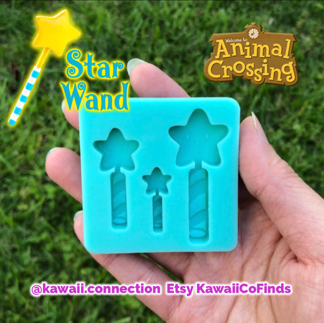 Star Wand (3 sizes) 1 inch 1.5 inches & 2 inches based on Animal Crossing Switch Game Silicone Mold Palettes for Custom Resin Charms Cosplay