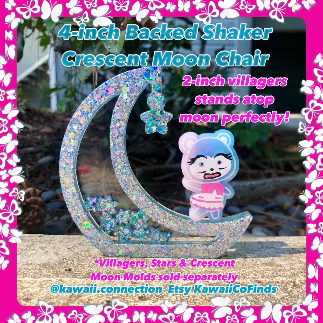 4 inches Crescent Moon Chair Backed Shaker Tray from Game Villager Silicone Mold Palette for Custom Resin Deco Charm