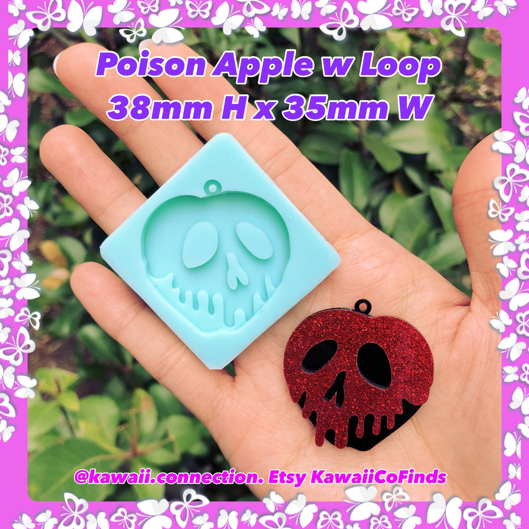 2-Layer Poison Apple with Loop Silicone Mold for Custom Resin Keychain Necklace Pendant Earrings Deco Charm