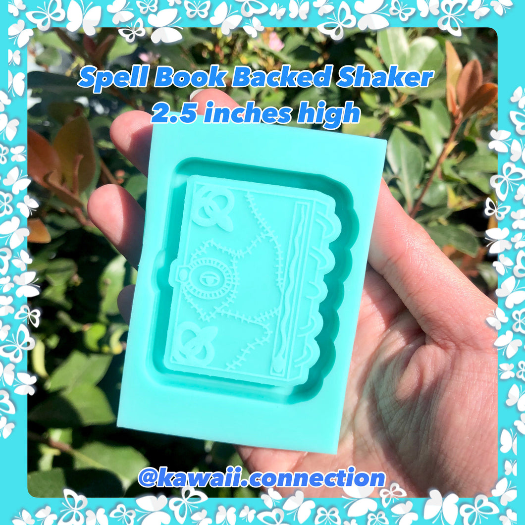 2.5 inches Backed Shaker Hocus Pocus Book of Spells Highly Detailed Silicone Mold for Custom Resin Deco Charm for Halloween