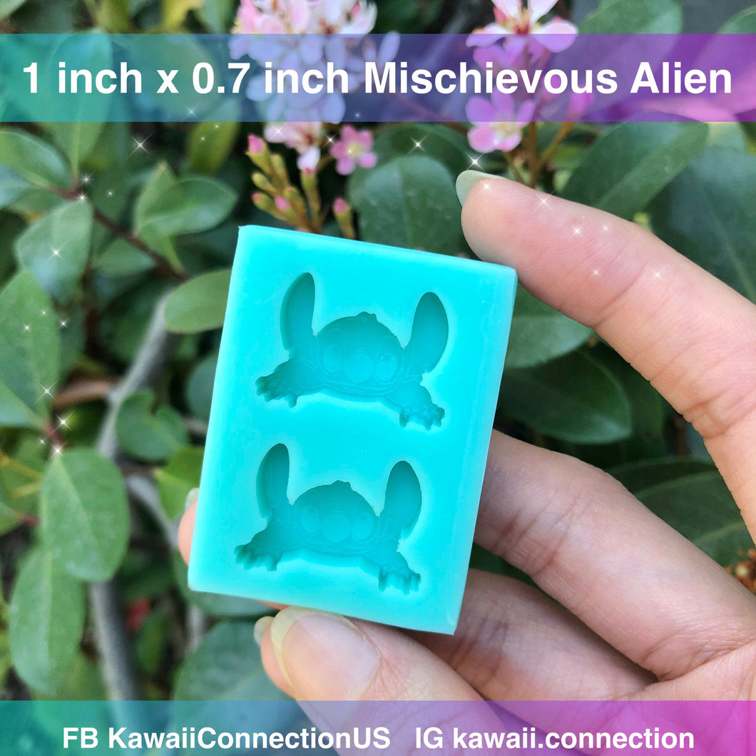 Mischievous Alien Dog Silicone Mold for Custom Resin Bag Earrings and Key Charms