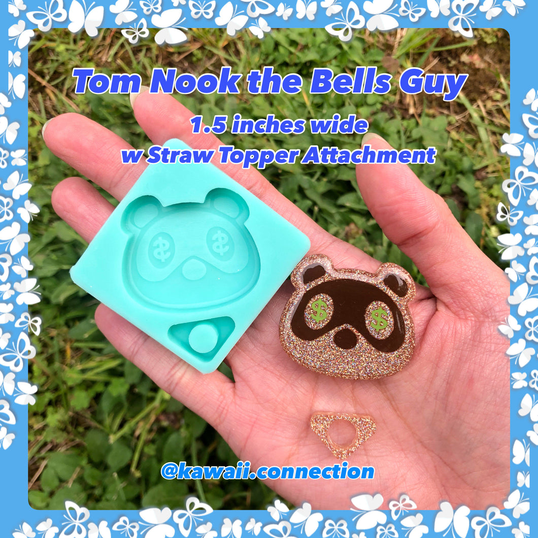 Easy Make Tom Nook the Bells Guy fr Villager Game Silicone Mold for Resin Straw Topper Deco to Customize Standard Size Reusable Cups