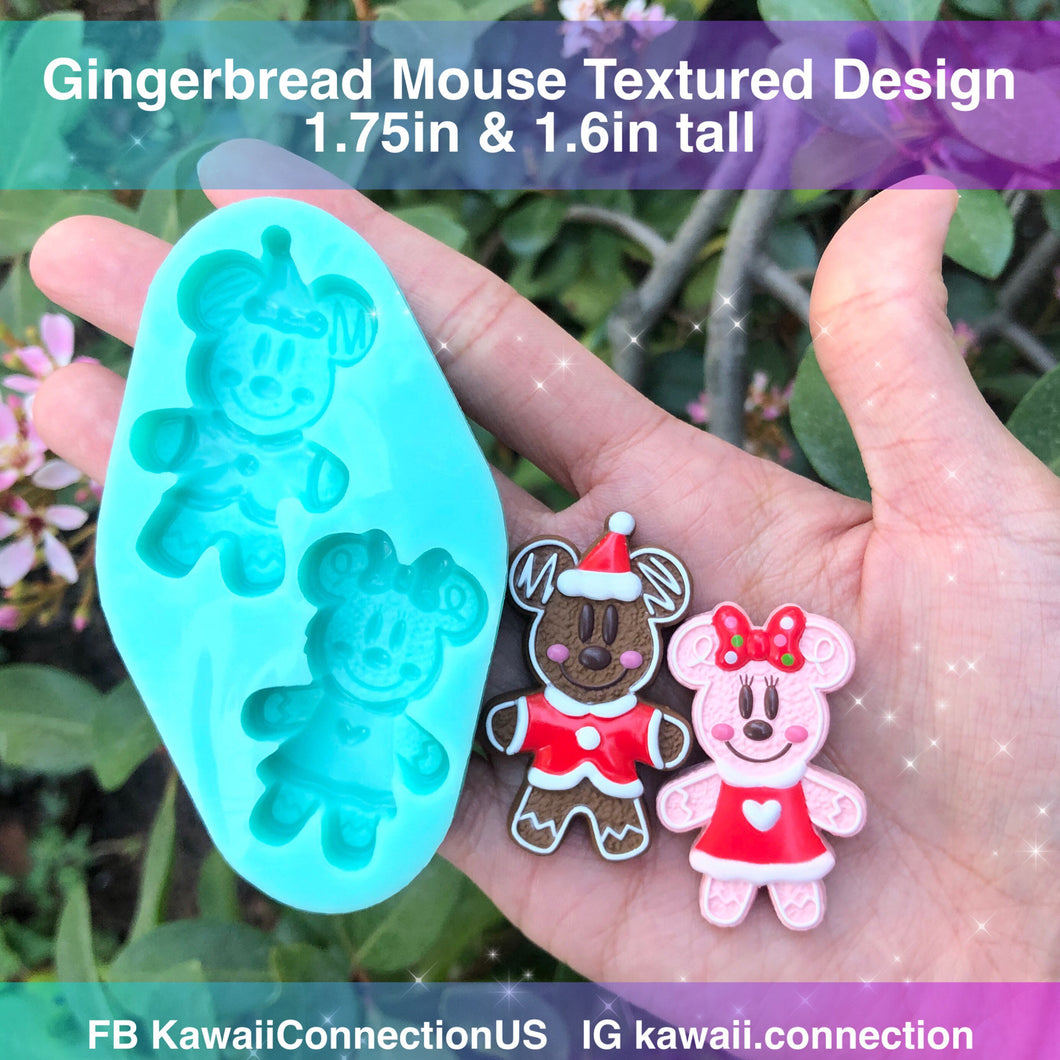 Gingerbread Mouse Set Highly Detailed w Realistic Texture for Resin, Clay or Wax Melt for Custom Christmas Holiday Charms Keychains Pendants