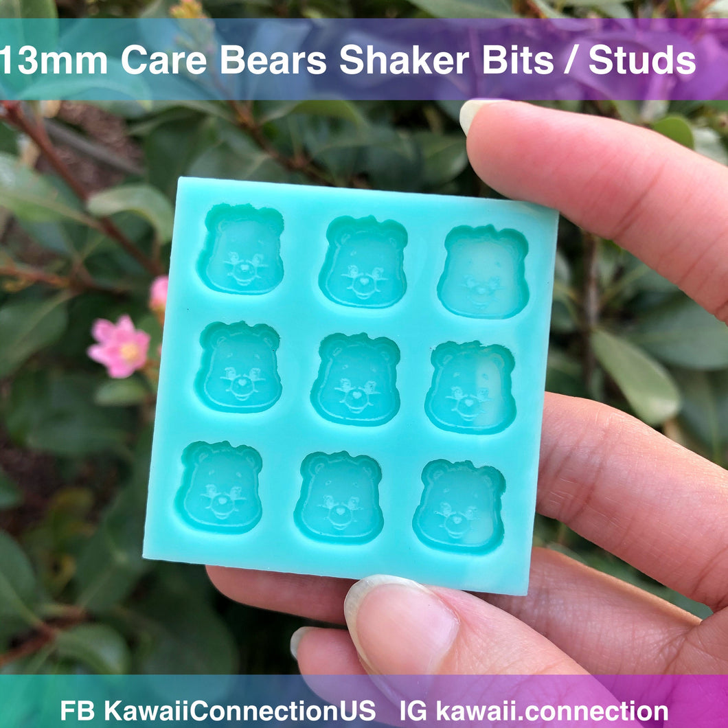 13mm Shiny Care Bears Detailed Design Silicone Mold Palette for Custom Resin Deco Shaker Charms Cabochons and Stud Earrings