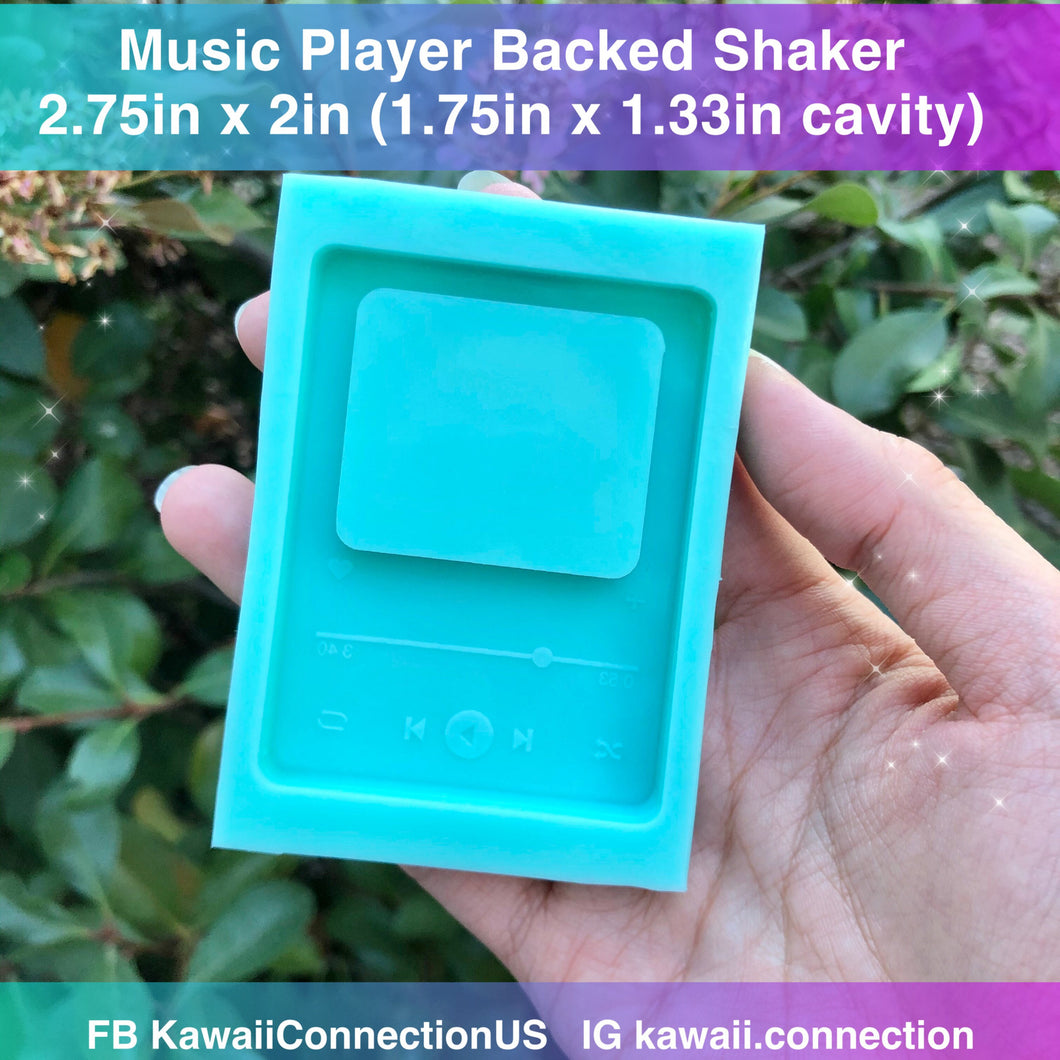 2.75-inch Music Player Backed Shaker Silicone Mold for Resin Plaster or Wax Melt for Custom Keychain or Bag Charm