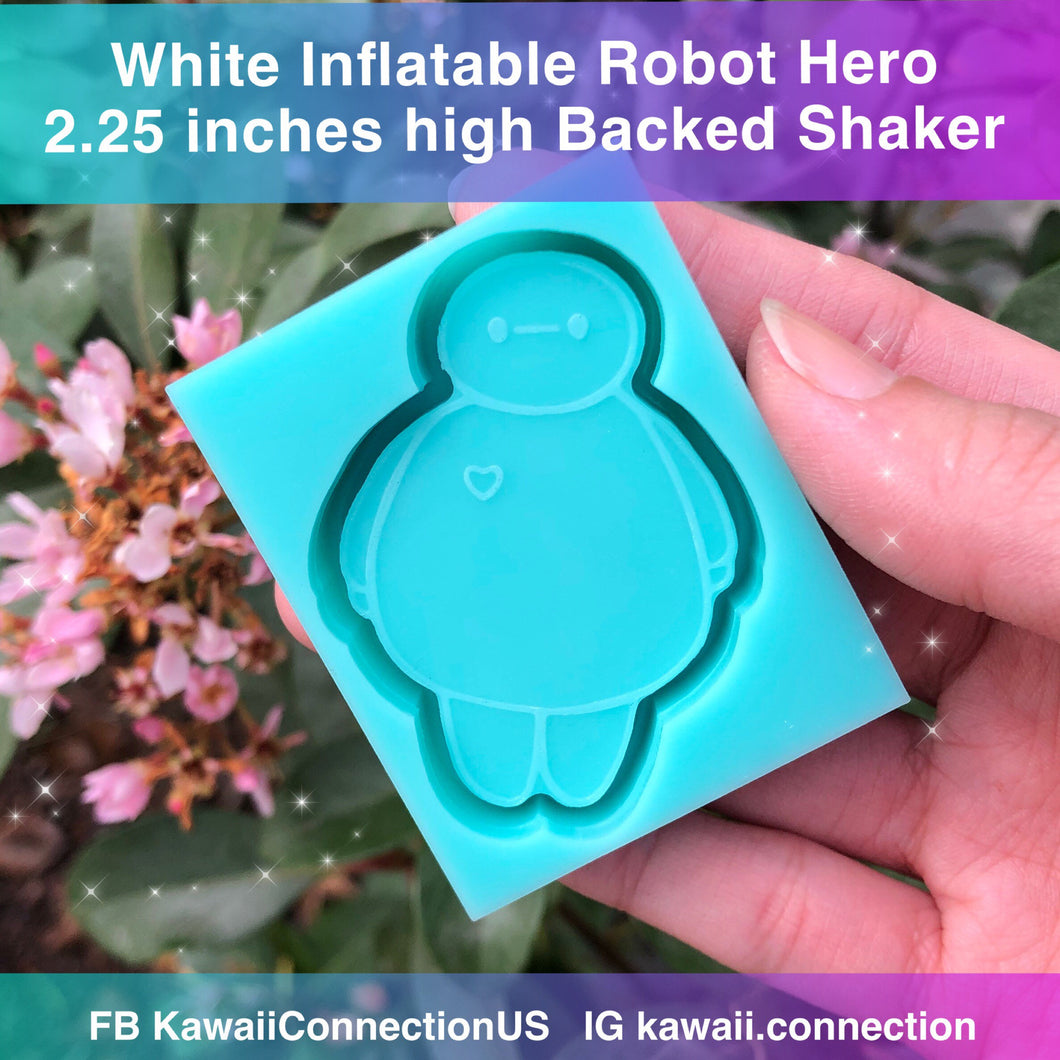 2.25 inches Baymax Robot Hero Backed Shaker Silicone Mold for Custom Resin Charms Keychains and Pendants and maybe even Phone Grips!